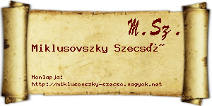 Miklusovszky Szecső névjegykártya